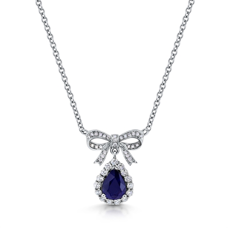 Sapphire Pear Shape Cluster Pendant With Bow Top