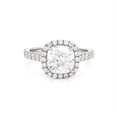 Cushion Cut Micro Set Halo Cluster Engagement Ring