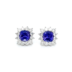 Tanzanite & Diamond Cluster Earrings 3.73ct