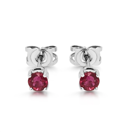 Round Ruby Claw Set Stud Earrings