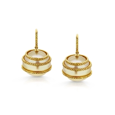 Natural Colour Golden Pearl & Yellow Diamond Drop Earrings