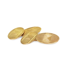 Oval Engraved 9ct Yellow Gold Antique Cuffllinks