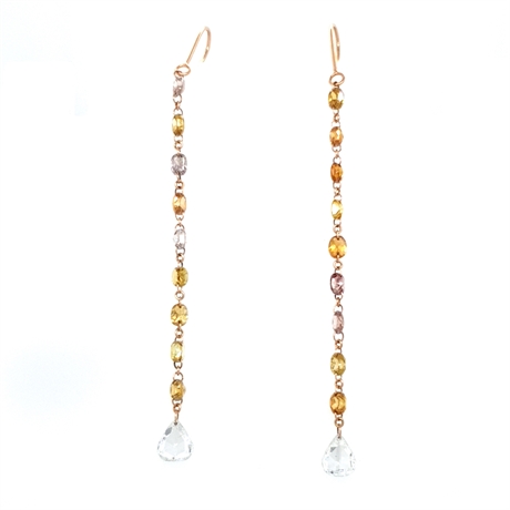 Natural Fancy Yellow Diamond Drop Earrings 3ct Approx