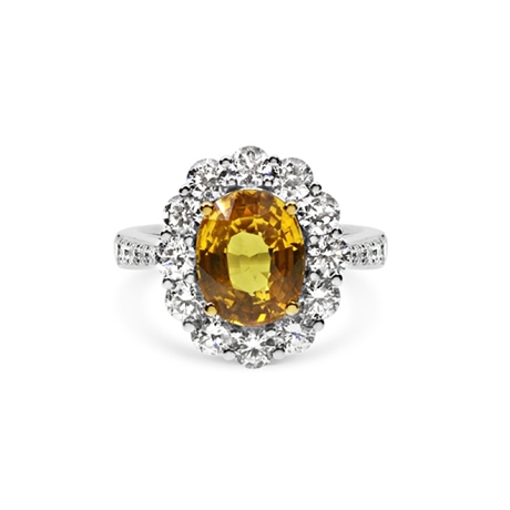 Oval Yellow Sapphire Claw Set Cluster Ring