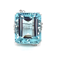 Octagon Aquamarine & Diamond Cocktail Ring