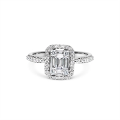 Emerald Cut Illusion Set Cluster Ring With A Micro Set Border