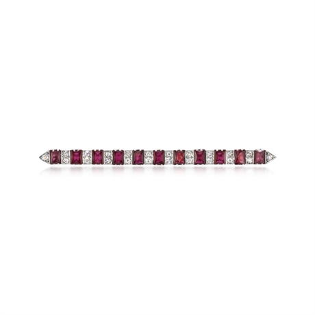 Ruby & Diamond Bar Brooch